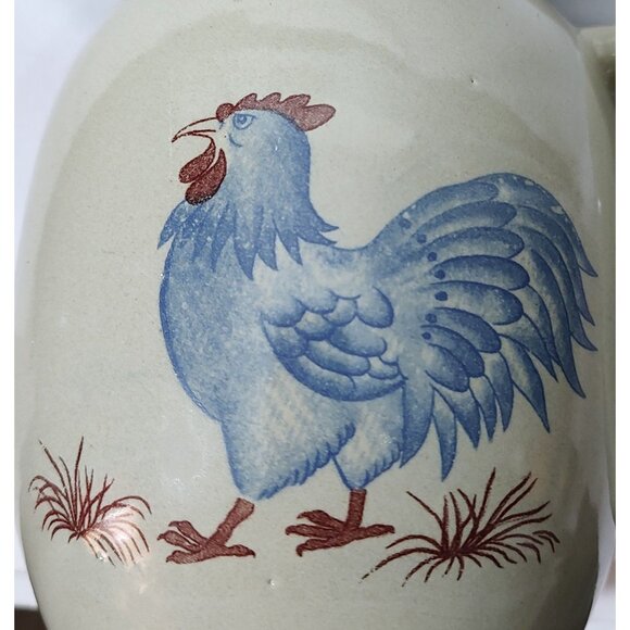 East Texas Pottery Heart & Blue Spongeware Pattern & Unbranded Rooster Pitcher - Picture 10 of 11